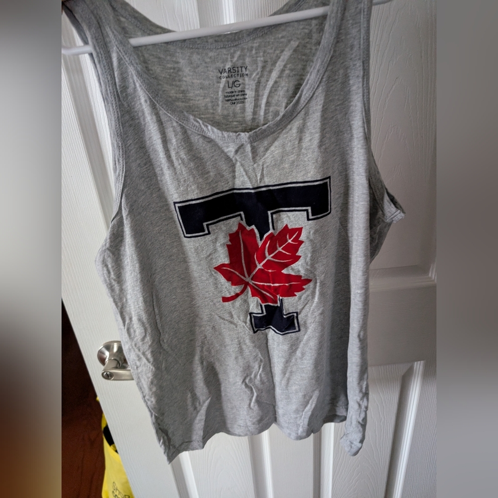 University Of Toronto Varsity Gray Tank Top with Red Leaf Design